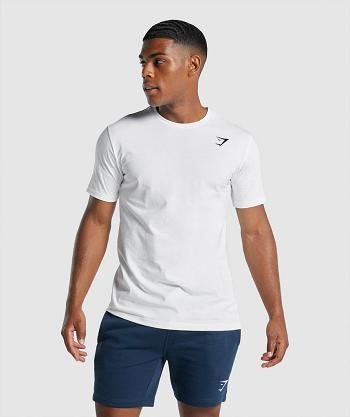 Gymshark Crest Muške T Shirts Bijele | HR 2524JPQ